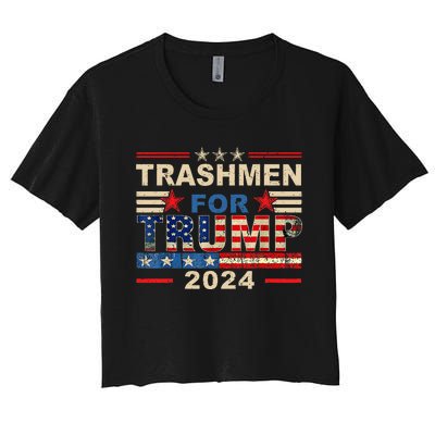 Trashmen For Trump 2024 Election Garbageman Supporters Women's Crop Top Tee