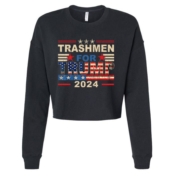 Trashmen For Trump 2024 Election Garbageman Supporters Cropped Pullover Crew