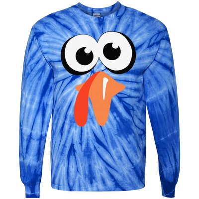 Turkey Face Thanksgiving Costume Silly Family Pilgrim Tie-Dye Long Sleeve Shirt