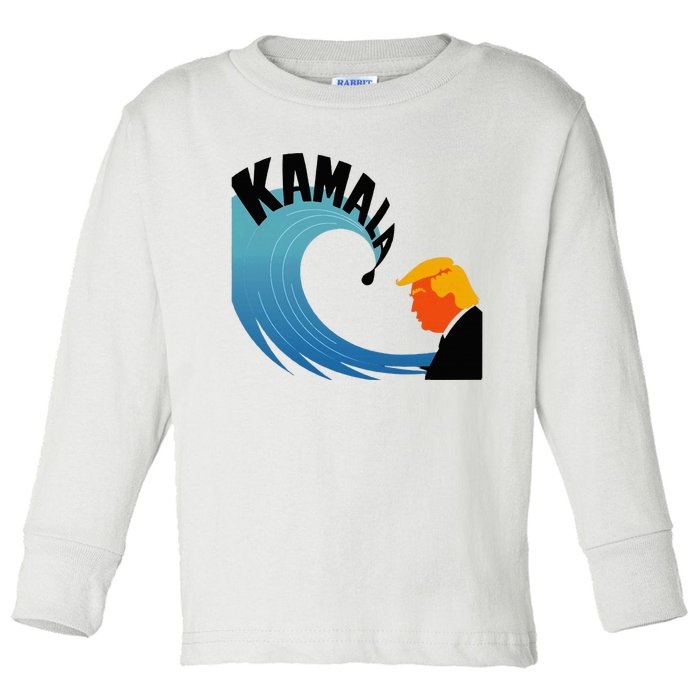 Trump Faces The Unstoppable Kamala Tsunami Toddler Long Sleeve Shirt