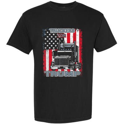 Truckers For Trump American Flag Trump 2024 Vintage Garment-Dyed Heavyweight T-Shirt