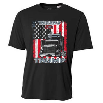 Truckers For Trump American Flag Trump 2024 Vintage Cooling Performance Crew T-Shirt