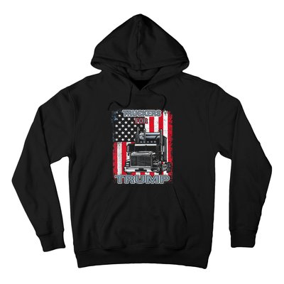 Truckers For Trump American Flag Trump 2024 Vintage Hoodie