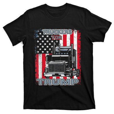 Truckers For Trump American Flag Trump 2024 Vintage T-Shirt