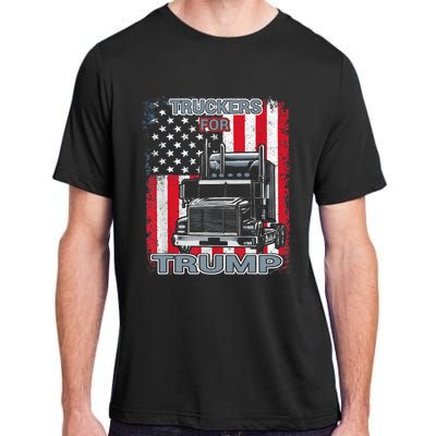 Truckers For Trump American Flag Trump 2024 Vintage Adult ChromaSoft Performance T-Shirt