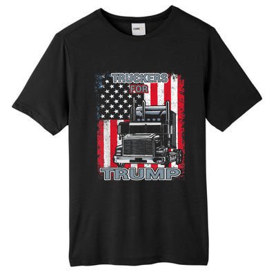 Truckers For Trump American Flag Trump 2024 Vintage Tall Fusion ChromaSoft Performance T-Shirt