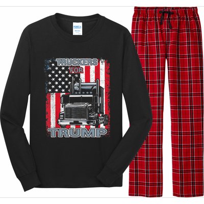 Truckers For Trump American Flag Trump 2024 Vintage Long Sleeve Pajama Set