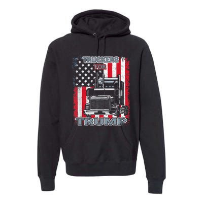 Truckers For Trump American Flag Trump 2024 Vintage Premium Hoodie