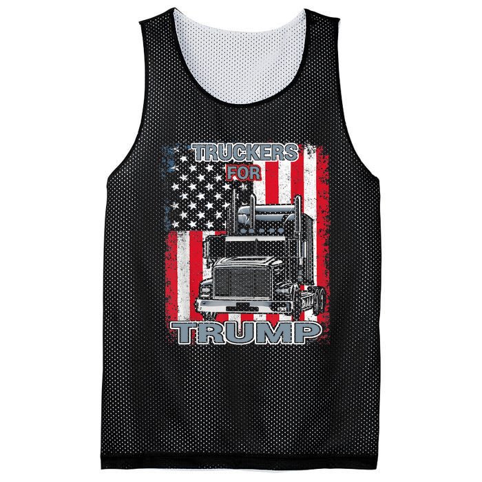 Truckers For Trump American Flag Trump 2024 Vintage Mesh Reversible Basketball Jersey Tank