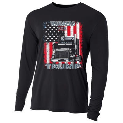 Truckers For Trump American Flag Trump 2024 Vintage Cooling Performance Long Sleeve Crew