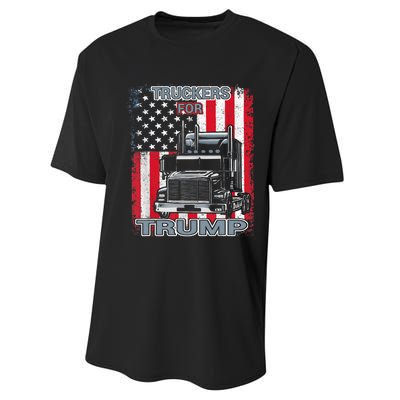 Truckers For Trump American Flag Trump 2024 Vintage Performance Sprint T-Shirt