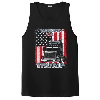 Truckers For Trump American Flag Trump 2024 Vintage PosiCharge Competitor Tank