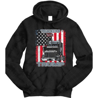 Truckers For Trump American Flag Trump 2024 Vintage Tie Dye Hoodie