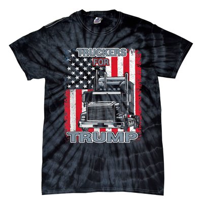 Truckers For Trump American Flag Trump 2024 Vintage Tie-Dye T-Shirt