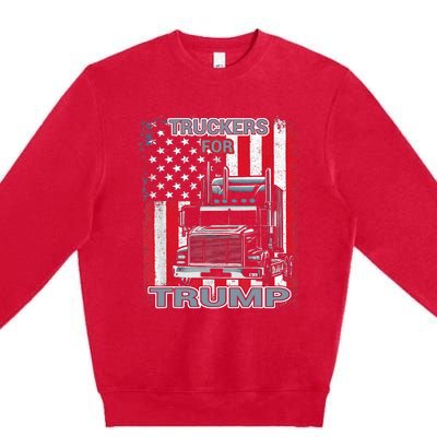 Truckers For Trump American Flag Trump 2024 Vintage Premium Crewneck Sweatshirt