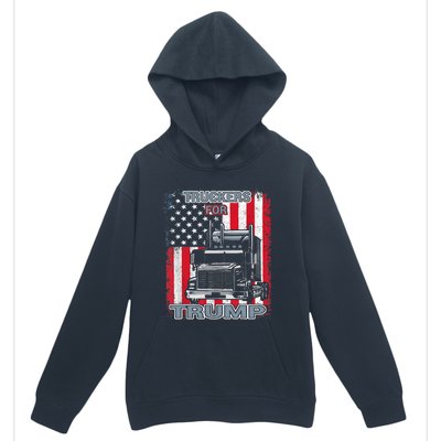 Truckers For Trump American Flag Trump 2024 Vintage Urban Pullover Hoodie