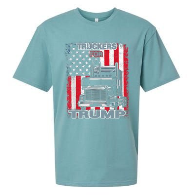 Truckers For Trump American Flag Trump 2024 Vintage Sueded Cloud Jersey T-Shirt