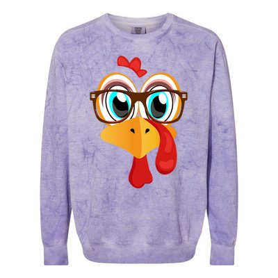 Turkey Face Thanksgiving Family Matching Costume Meaningful Gift Colorblast Crewneck Sweatshirt