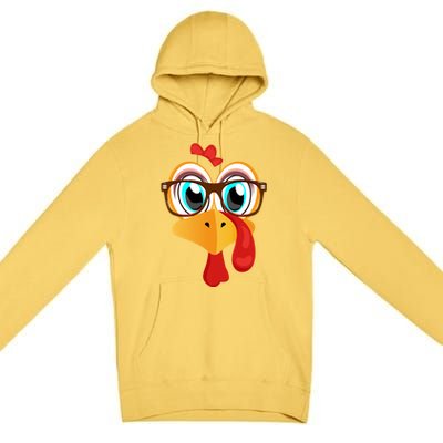 Turkey Face Thanksgiving Family Matching Costume Meaningful Gift Premium Pullover Hoodie