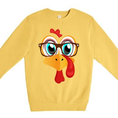 Turkey Face Thanksgiving Family Matching Costume Meaningful Gift Premium Crewneck Sweatshirt