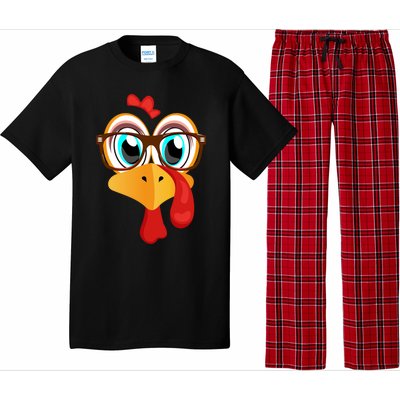 Turkey Face Thanksgiving Family Matching Costume Meaningful Gift Pajama Set