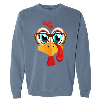 Turkey Face Thanksgiving Family Matching Costume Meaningful Gift Garment-Dyed Sweatshirt