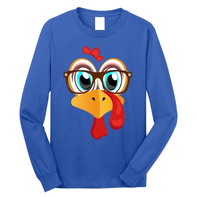 Turkey Face Thanksgiving Family Matching Costume Meaningful Gift Long Sleeve Shirt