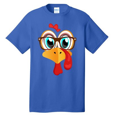 Turkey Face Thanksgiving Family Matching Costume Meaningful Gift Tall T-Shirt