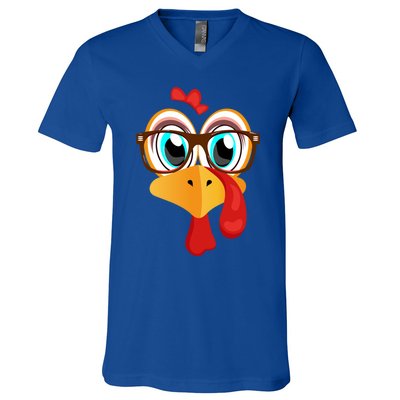 Turkey Face Thanksgiving Family Matching Costume Meaningful Gift V-Neck T-Shirt