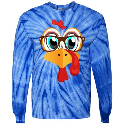 Turkey Face Thanksgiving Family Matching Costume Meaningful Gift Tie-Dye Long Sleeve Shirt