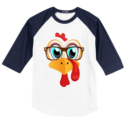 Turkey Face Thanksgiving Family Matching Costume Meaningful Gift Baseball Sleeve Shirt