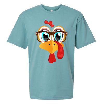 Turkey Face Thanksgiving Family Matching Costume Meaningful Gift Sueded Cloud Jersey T-Shirt