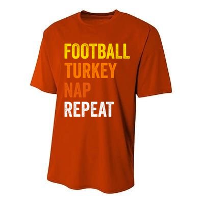 Thanksgiving Football Turkey Nap Repeat Funny Gift Performance Sprint T-Shirt