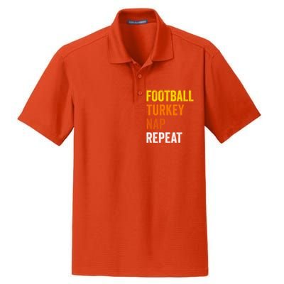 Thanksgiving Football Turkey Nap Repeat Funny Gift Dry Zone Grid Polo