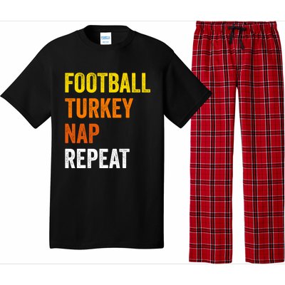 Thanksgiving Football Turkey Nap Repeat Funny Gift Pajama Set