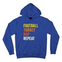 Thanksgiving Football Turkey Nap Repeat Funny Gift Hoodie