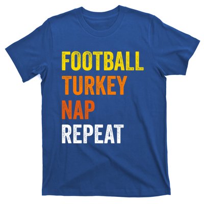 Thanksgiving Football Turkey Nap Repeat Funny Gift T-Shirt