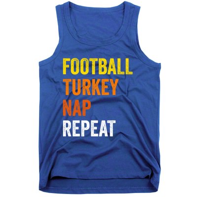 Thanksgiving Football Turkey Nap Repeat Funny Gift Tank Top