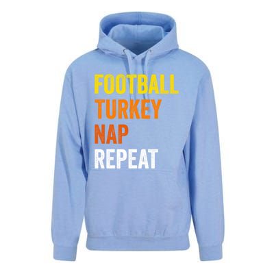 Thanksgiving Football Turkey Nap Repeat Funny Gift Unisex Surf Hoodie