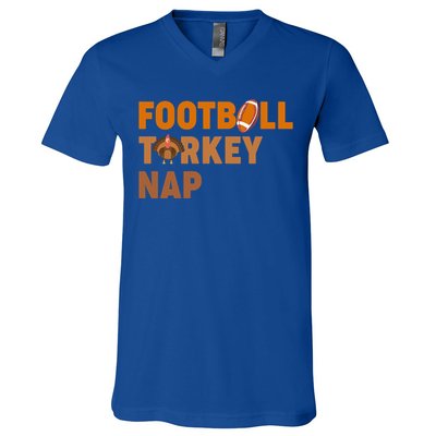 Thanksgiving Football Turkey Nap Gift V-Neck T-Shirt