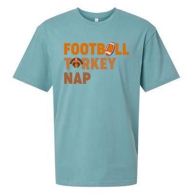 Thanksgiving Football Turkey Nap Gift Sueded Cloud Jersey T-Shirt