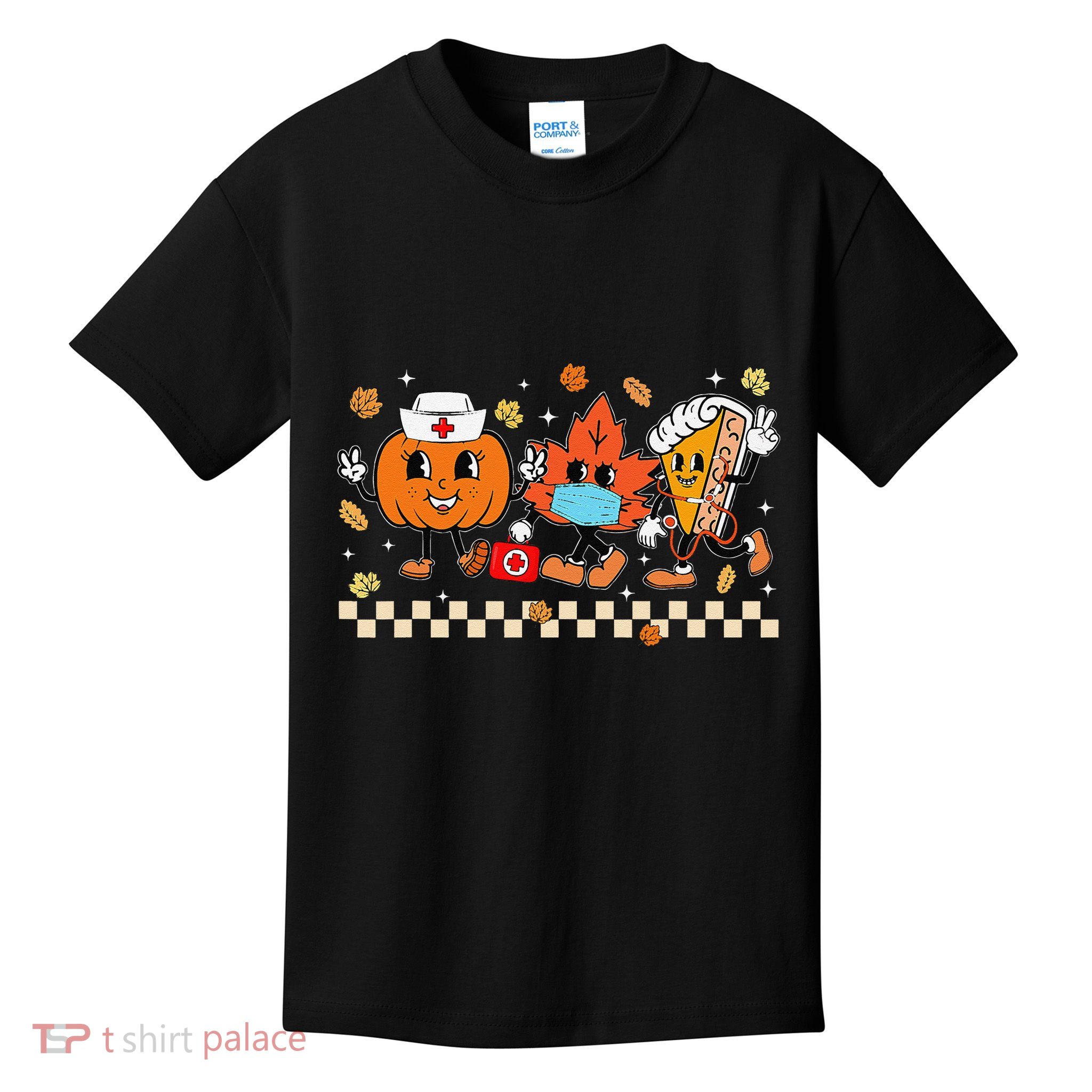 Thanksgiving Fall Thankful Nurse Pumpkin Pie Nursing Student Gift Kids T-Shirt