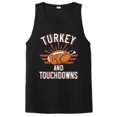 Thanksgiving Football Turkey And Touchdowns PosiCharge Competitor Tank