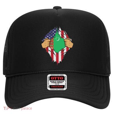 Turkmen Flag Turkmenistan Women Gift High Crown Mesh Back Trucker Hat