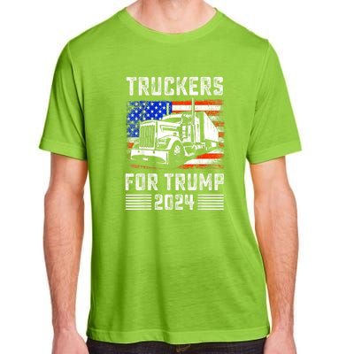 Truckers For Trump American Flag Funny Trump 2024 Vintage Gift Adult ChromaSoft Performance T-Shirt