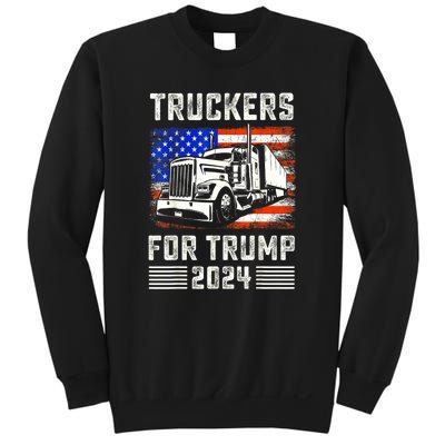 Truckers For Trump American Flag Funny Trump 2024 Vintage Gift Sweatshirt