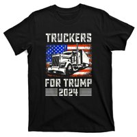 Truckers For Trump American Flag Funny Trump 2024 Vintage Gift T-Shirt