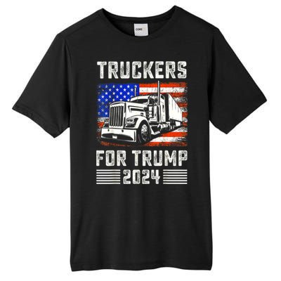 Truckers For Trump American Flag Funny Trump 2024 Vintage Gift Tall Fusion ChromaSoft Performance T-Shirt