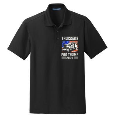 Truckers For Trump American Flag Funny Trump 2024 Vintage Gift Dry Zone Grid Polo