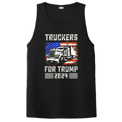 Truckers For Trump American Flag Funny Trump 2024 Vintage Gift PosiCharge Competitor Tank